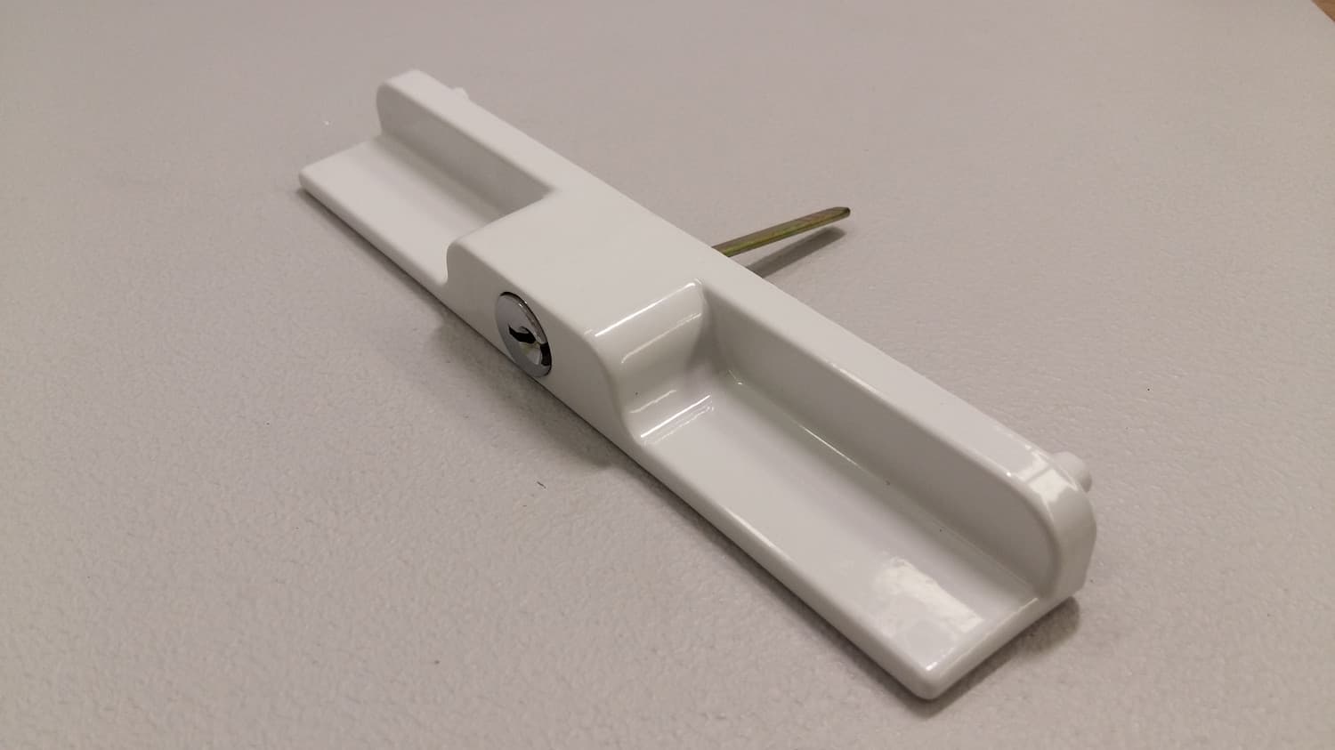 Poignee extérieure blanche avec clé pour porte patio - Miniature 2