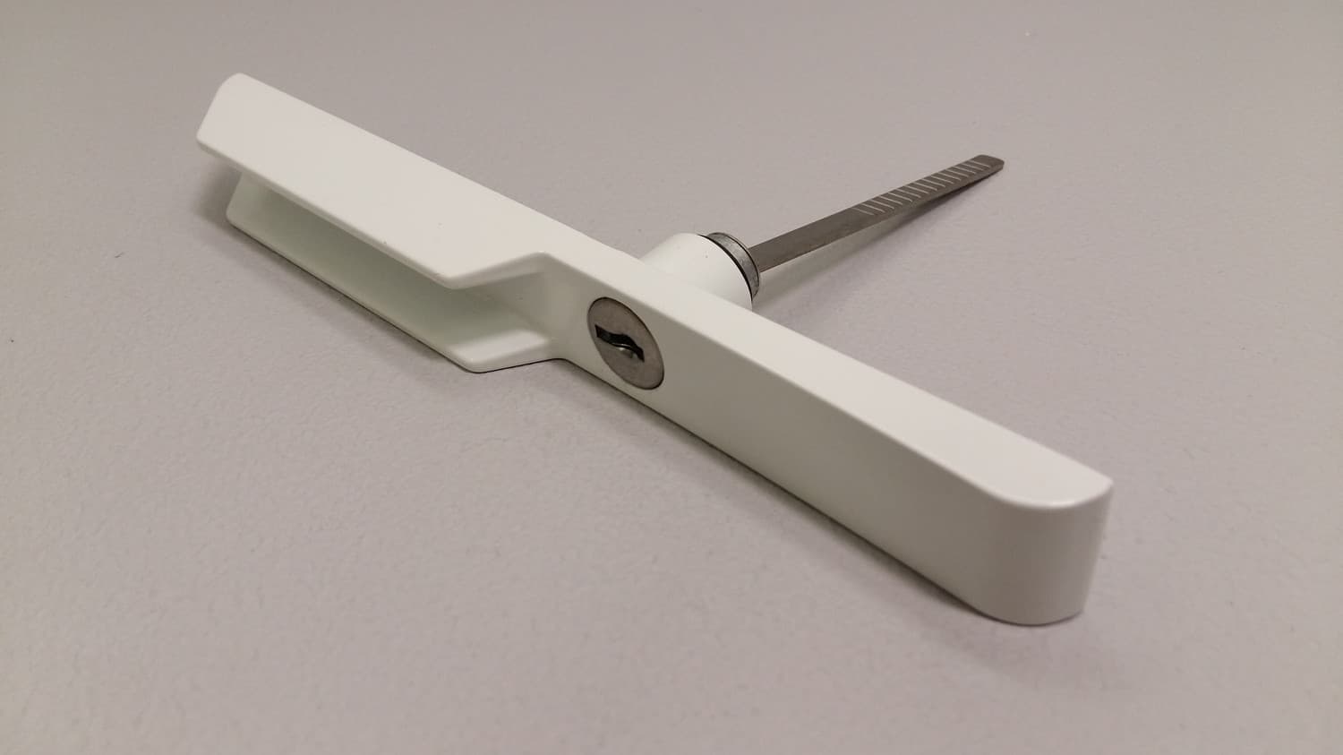 Poignee extérieure blanche avec clé pour porte patio - Miniature 2